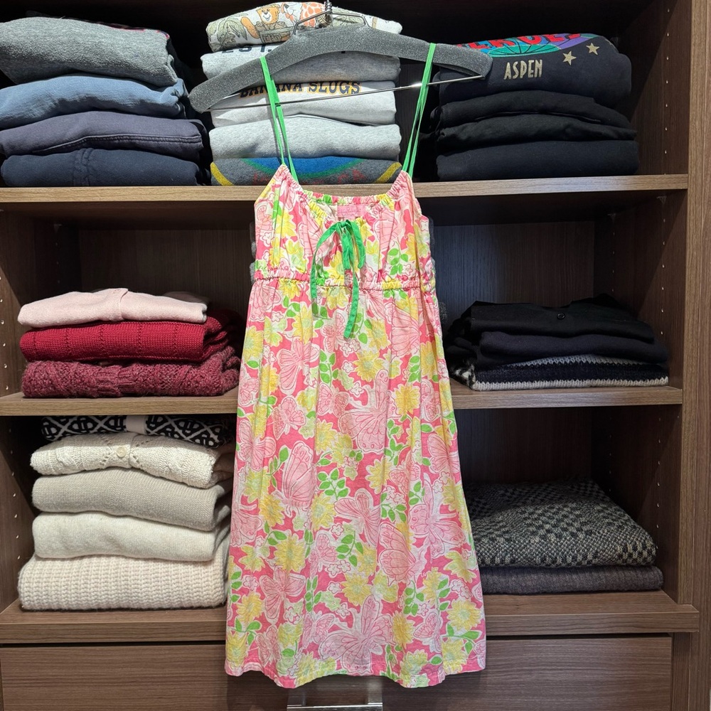 Lilly Pulitzer Floral Pink and Green Babydoll Sundress